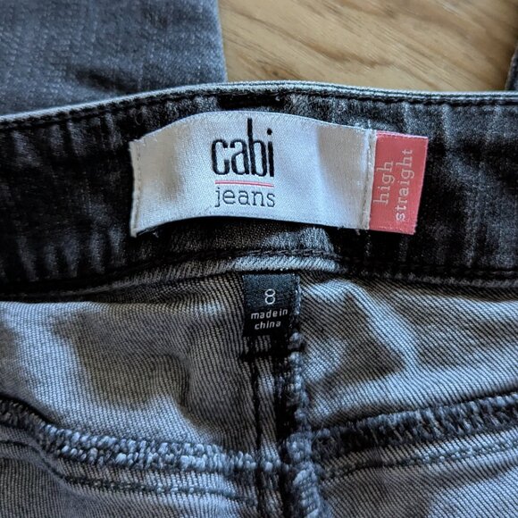 Cabi Black Denim High Straight Jeans, 8 - Picture 3 of 7